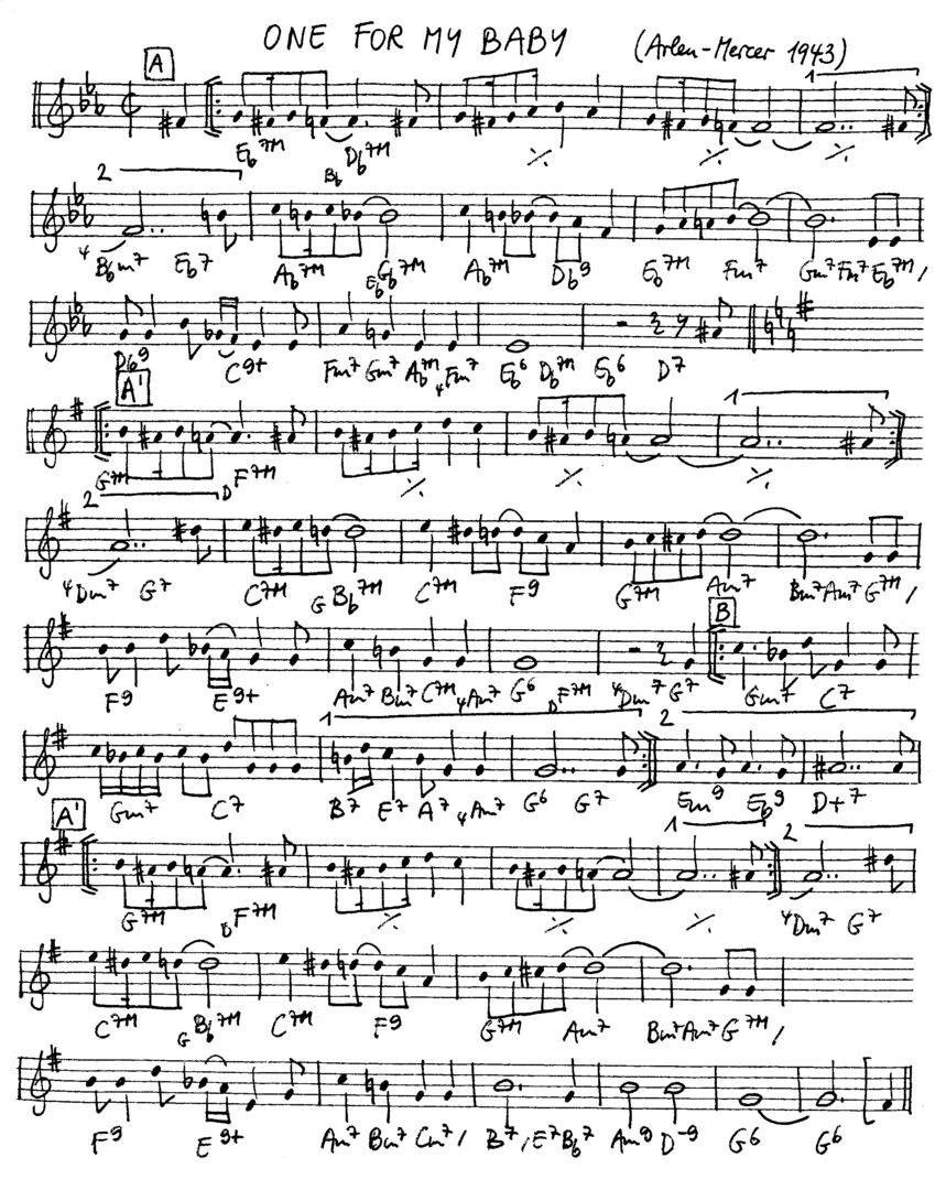 one for my baby leadsheet – book us for your next 20s or gatsby event